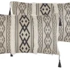 Conjunto De 2 Almofadas Em Creme E Preto 30 X 50 Cm Pulmonaria