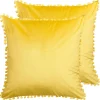 Conjunto De 2 Almofadas Em Veludo Amarelo 45 X 45 Cm Aerangis