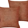 Conjunto De 2 Almofadas Em Bombazine Castanho Dourado 43 X 43 Cm Zinnia