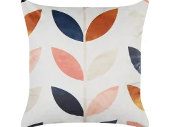 Conjunto De 2 Almofadas Em Veludo Branco Com Padrao De Folha 45 X 45 Cm Quinoa