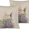 Conjunto De 2 Almofadas Multicolor Com Motivo De Coelho 45 X 45 Cm Fatsia