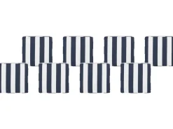 Conjunto De 8 Almofadas Para Cadeiras De Jardim As Riscas Azul E Branco Sassari