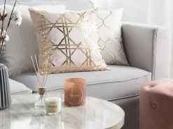 Conjunto De 2 Almofadas Rosa Com Dourado 45 X 45 Cm Cassia