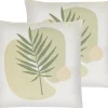 Conjunto De 2 Almofadas Verde E Creme 45 X 45 Cm Microsorum