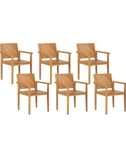 Conjunto De 6 Cadeiras De Jardim Em Madeira De Acacia Clara Baratti