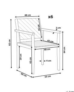 Conjunto De 6 Cadeiras De Jardim Em Madeira De Acacia Clara Baratti