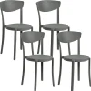 Conjunto De 4 Cadeiras De Jantar Cinzentas Escuras Vieste
