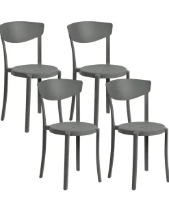 Conjunto De 4 Cadeiras De Jantar Cinzentas Escuras Vieste