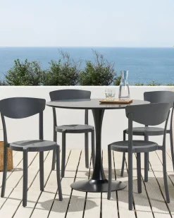 Conjunto De 4 Cadeiras De Jantar Cinzentas Escuras Vieste