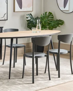 Conjunto De 4 Cadeiras De Jantar Cinzentas Escuras Vieste