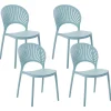 Conjunto De 4 Cadeiras De Jantar Em Plastico Azul Ostia