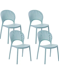 Conjunto De 4 Cadeiras De Jantar Em Plastico Azul Ostia
