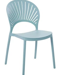 Conjunto De 4 Cadeiras De Jantar Em Plastico Azul Ostia