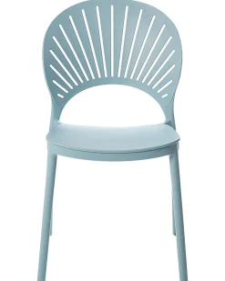 Conjunto De 4 Cadeiras De Jantar Em Plastico Azul Ostia