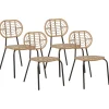 Conjunto De 4 Cadeiras De Jardim Em Rattan Cor Natural Pratello