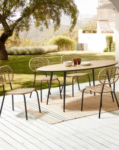 Conjunto De 4 Cadeiras De Jardim Em Rattan Cor Natural Pratello