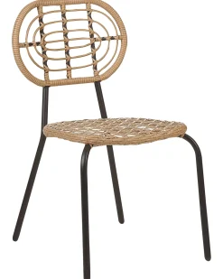 Conjunto De 4 Cadeiras De Jardim Em Rattan Cor Natural Pratello