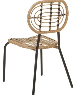 Conjunto De 4 Cadeiras De Jardim Em Rattan Cor Natural Pratello