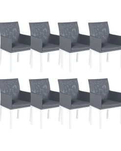 Conjunto De 8 Cadeiras De Jardim Cinzentas Bacoli