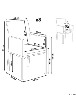 Conjunto De 8 Cadeiras De Jardim Cinzentas Bacoli