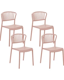 Conjunto De 4 Cadeiras De Jantar Em Plastico Rosa Gela