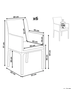 Conjunto De 6 Cadeiras De Jardim Cinzentas Bacoli