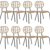 Conjunto De 8 Cadeiras De Jardim Em Rattan Cor Natural Pratello