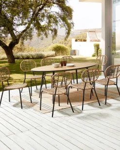 Conjunto De 8 Cadeiras De Jardim Em Rattan Cor Natural Pratello