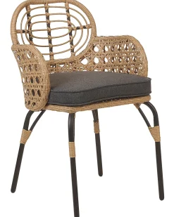 Conjunto De 2 Cadeiras De Jardim Em Rattan Cor Natural Com Almofadas Pratello