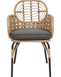 Conjunto De 2 Cadeiras De Jardim Em Rattan Cor Natural Com Almofadas Pratello