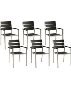 Conjunto De 6 Cadeiras De Jardim Pretas Vernio