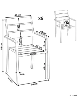 Conjunto De 6 Cadeiras De Jardim Pretas Vernio