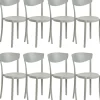 Conjunto De 8 Cadeiras De Jantar Cinzentas Claras Vieste
