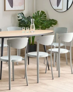 Conjunto De 8 Cadeiras De Jantar Cinzentas Claras Vieste