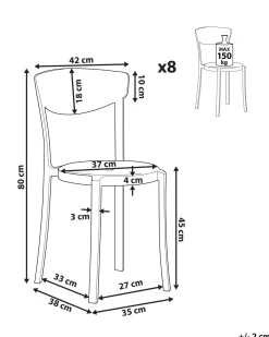 Conjunto De 8 Cadeiras De Jantar Cinzentas Claras Vieste