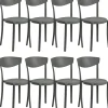Conjunto De 8 Cadeiras De Jantar Cinzentas Escuras Vieste