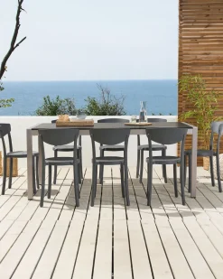 Conjunto De 8 Cadeiras De Jantar Cinzentas Escuras Vieste