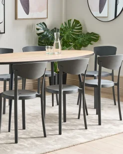 Conjunto De 8 Cadeiras De Jantar Cinzentas Escuras Vieste