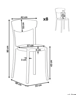 Conjunto De 8 Cadeiras De Jantar Cinzentas Escuras Vieste