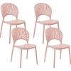 Conjunto De 4 Cadeiras De Jantar Em Plastico Rosa Ostia