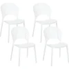 Conjunto De 4 Cadeiras De Jantar Em Plastico Branco Ostia