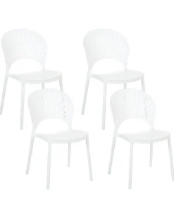 Conjunto De 4 Cadeiras De Jantar Em Plastico Branco Ostia