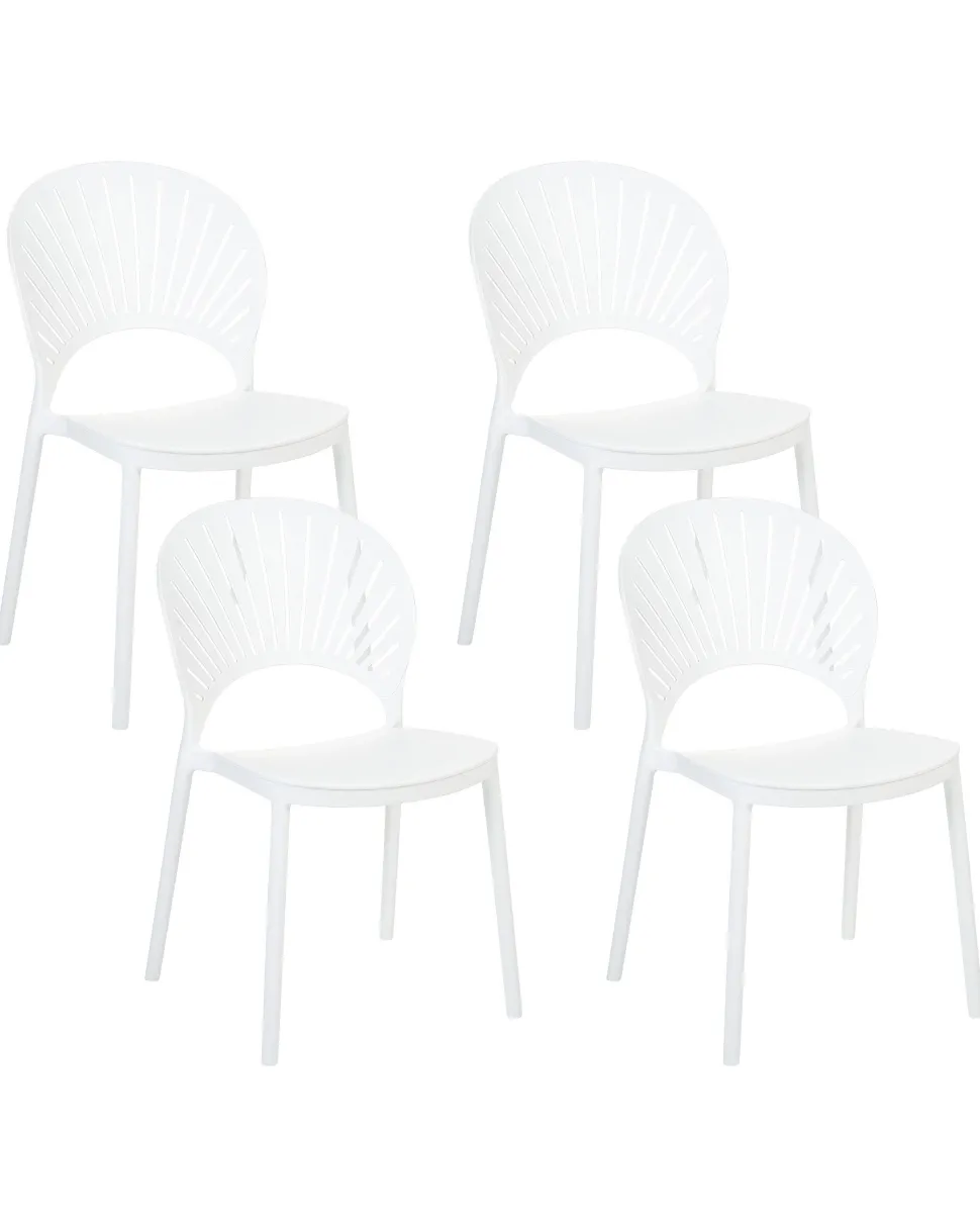 Conjunto De 4 Cadeiras De Jantar Em Plastico Branco Ostia