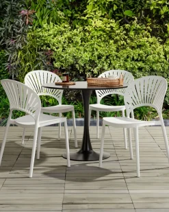 Conjunto De 4 Cadeiras De Jantar Em Plastico Branco Ostia