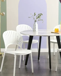 Conjunto De 4 Cadeiras De Jantar Em Plastico Branco Ostia