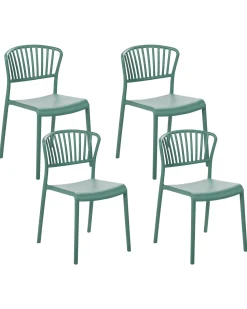 Conjunto De 4 Cadeiras De Jantar Em Plastico Verde Menta Gela