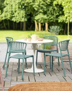 Conjunto De 4 Cadeiras De Jantar Em Plastico Verde Menta Gela