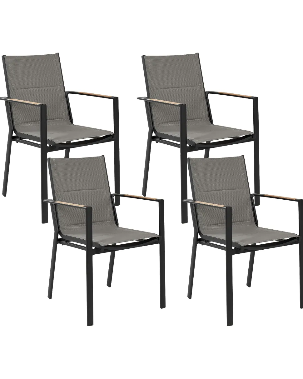 Conjunto De 4 Cadeiras De Jardim Pretas Busseto