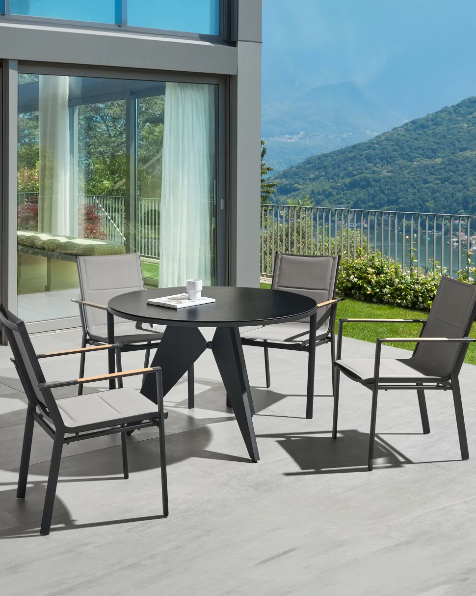 Conjunto De 4 Cadeiras De Jardim Pretas Busseto