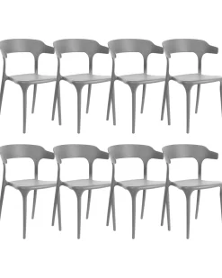 Conjunto De 8 Cadeiras De Jantar Cinzentas Escuras Gubbio